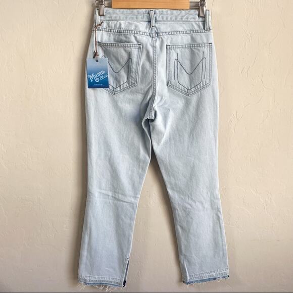 NWT Show Me Your MuMu Brooklyn High Rise Light Wash Raw Hem Jeans - Picture 4 of 10